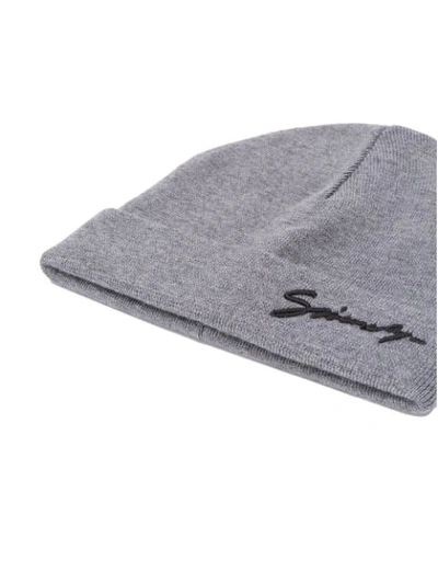 Shop Givenchy Signature Logo Beanie In Grey