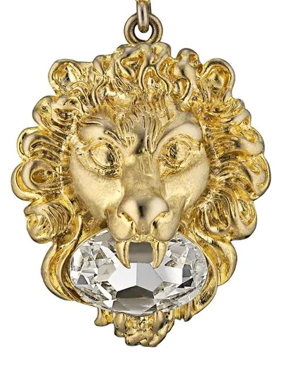 Shop Gucci Gg Lion Head Earrings In Gold
