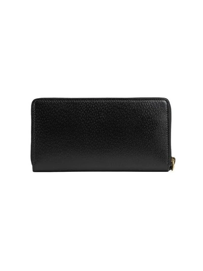 Shop Gucci Animalier Leather Zip Around Wallet In Black