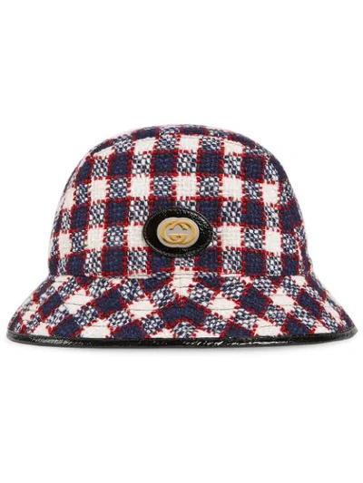 Shop Gucci Fedora Tweed Hat In Multicolour