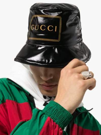 GUCCI FRAME LOGO-PRINT BUCKET HAT - 黑色