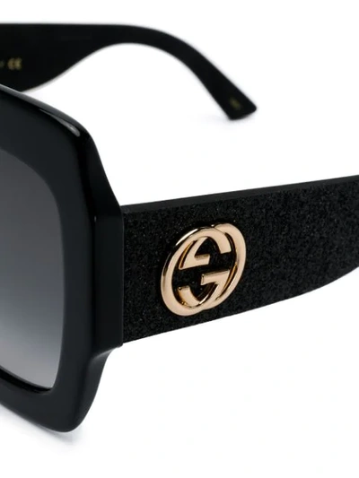 Shop Gucci Oversized Frame Sunglasses In Black