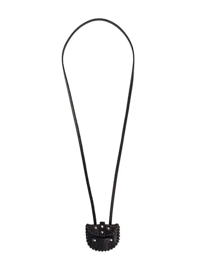 Shop Saint Laurent Fringed Necklace In Black