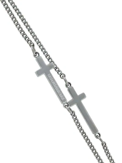 Shop Dsquared2 Engraved Cross Bracelet In Metallic