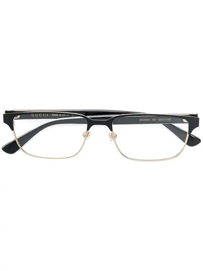 Shop Gucci Rectangle Frame Glasses In Black