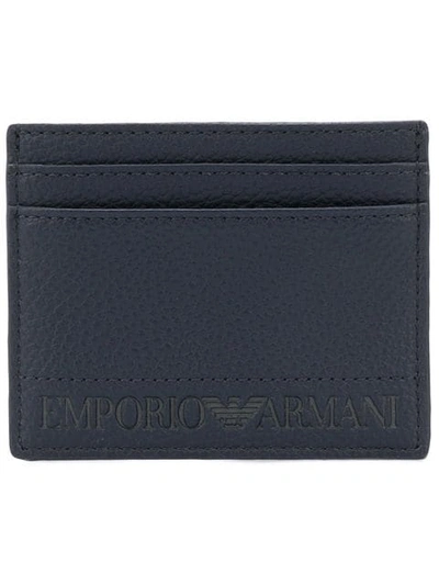 Shop Emporio Armani Logo Embossed Cardholder In Blue