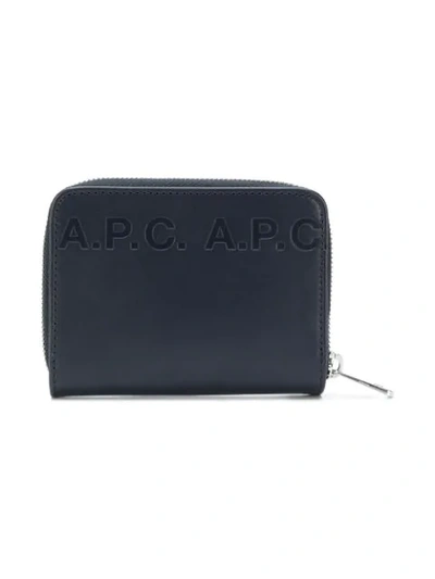 Shop A.p.c. Emmanuel Logo Wallet In Blue