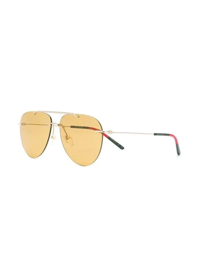 Shop Gucci Aviator Frame Sunglasses In 005