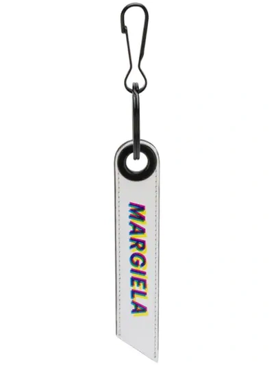 Shop Maison Margiela Logo Keyring In Black ,white