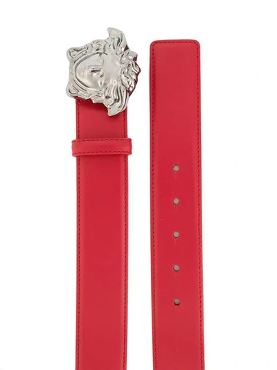 Shop Versace Medusa Buckle Belt In Red