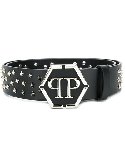 Shop Philipp Plein Star Studded Belt In 02 Black