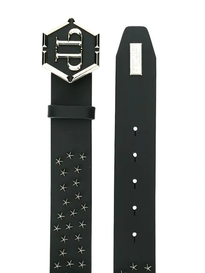 Shop Philipp Plein Star Studded Belt In 02 Black