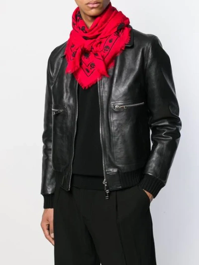 Shop Alexander Mcqueen Skull Insect Scarf In Red