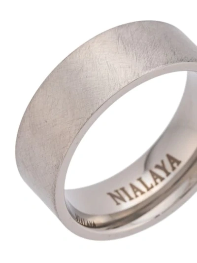 Shop Nialaya Jewelry Tarnish-effect Curved Ring In Grey