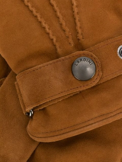 Shop Lardini Snap Button Gloves In Brown