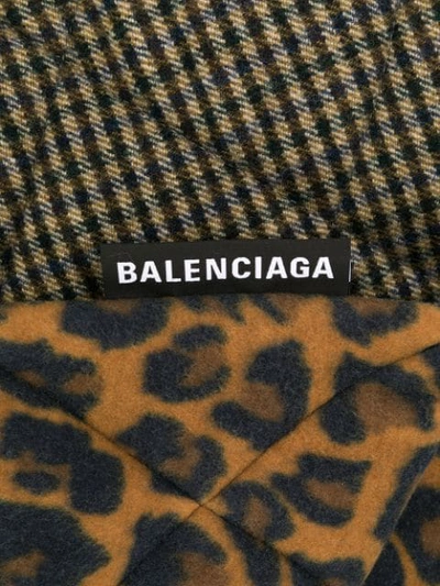 Shop Balenciaga Houndstooth And Leopard Print Scarf In Brown