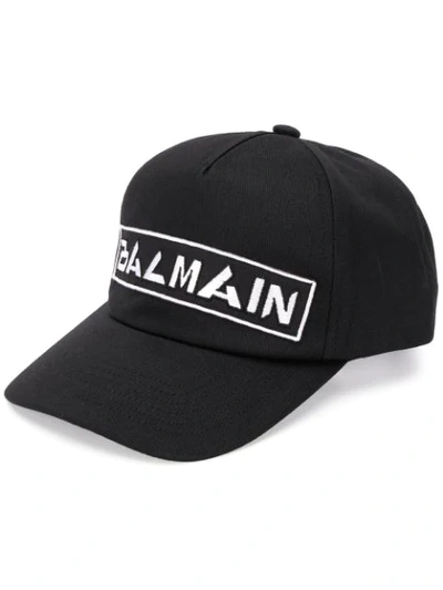 Shop Balmain Embroidered Logo Cap In Black