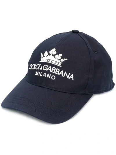 Shop Dolce & Gabbana Embroidered Logo Baseball Cap In Blue