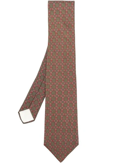 Pre-owned Hermes  Patterned Tie In Brown