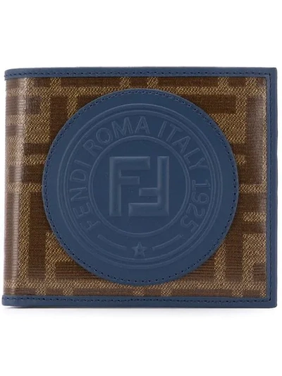 Shop Fendi Double F Patch Wallet In Brown