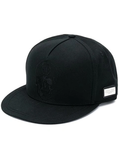 Shop Philipp Plein Skull Logo Baseball Cap In Black