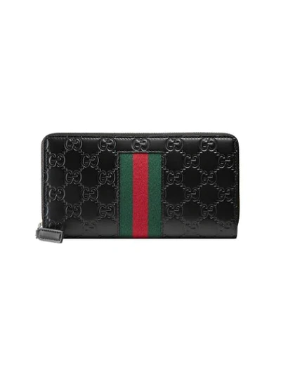 Shop Gucci Gg Supreme Web Wallet In Black