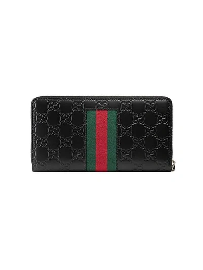 Shop Gucci Gg Supreme Web Wallet In Black