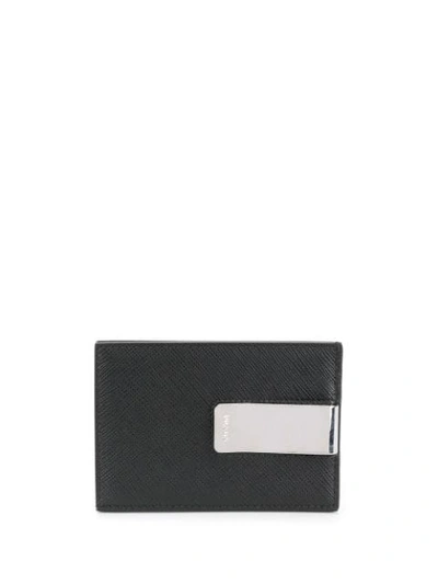 Shop Prada Logo Plaque Cardholder - Black