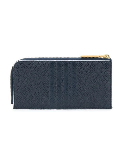 Shop Thom Browne 4-bar Emboss Half Zip-around Wallet In Blue