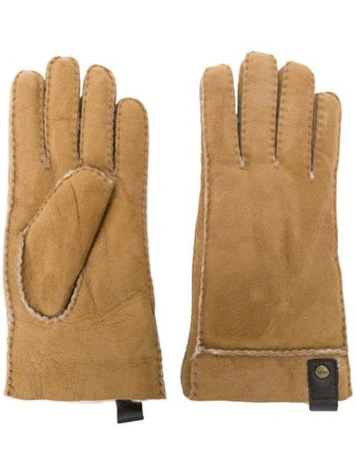 Shop Ugg Australia Leather Trim Gloves - Brown