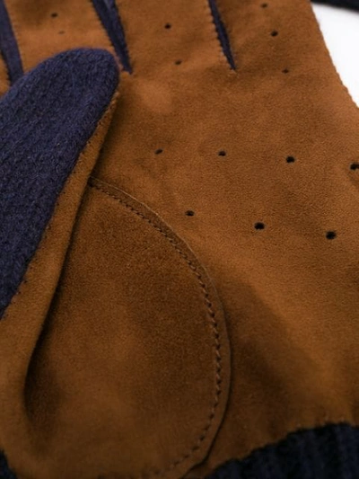 Shop Brunello Cucinelli Suede-panelled Gloves In Blue