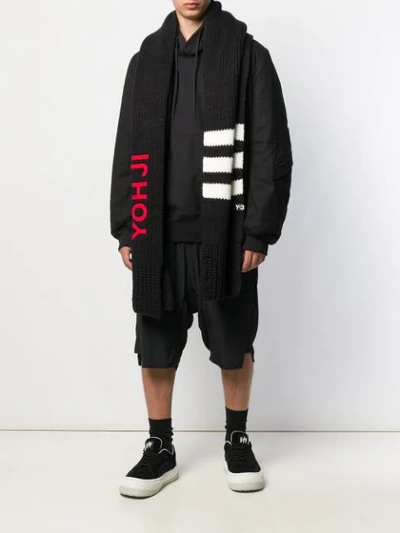 Shop Y-3 Fringed Scarf In Black