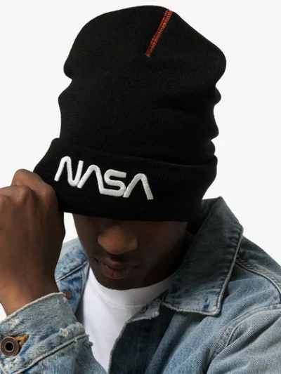 Shop Heron Preston Nasa Beanie In Black