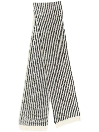 Shop Saint Laurent Knitted Scarf In White