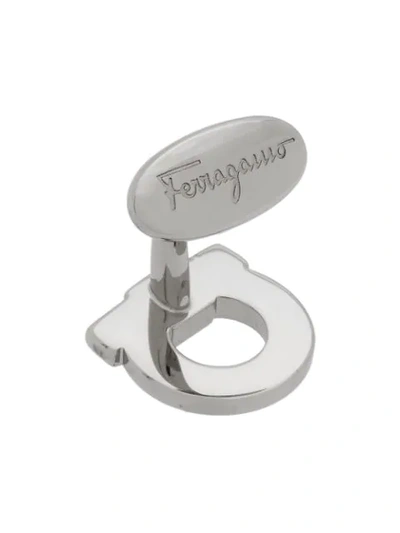 Shop Ferragamo Gancini Cufflink In Silver