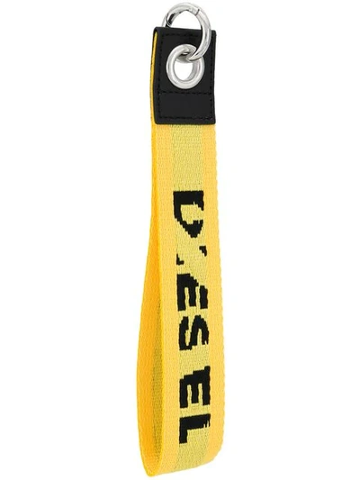 Shop Diesel Logo Fabric Fob In Yellow