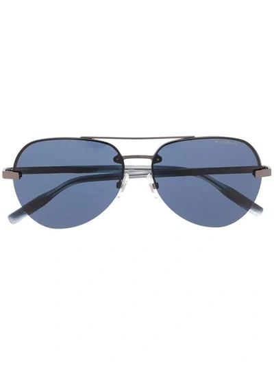 Shop Montblanc Aviator Sunglasses In Black