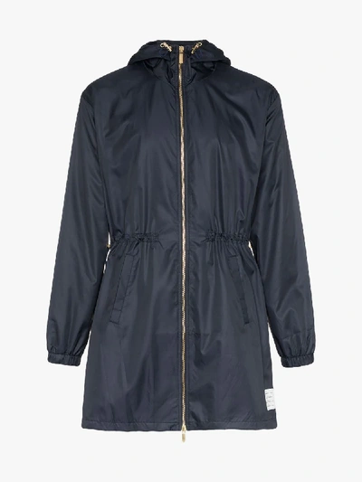 Shop Thom Browne Logo-patch Parka Jacket In Blue