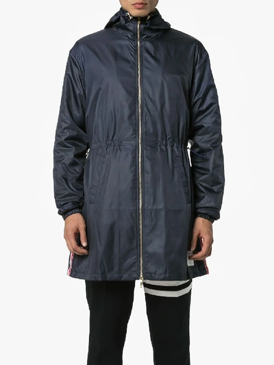 Shop Thom Browne Logo-patch Parka Jacket In Blue