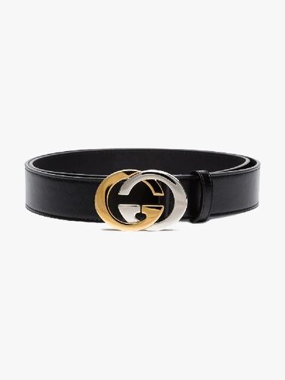 Shop Gucci Black Gg Leather Logo Belt