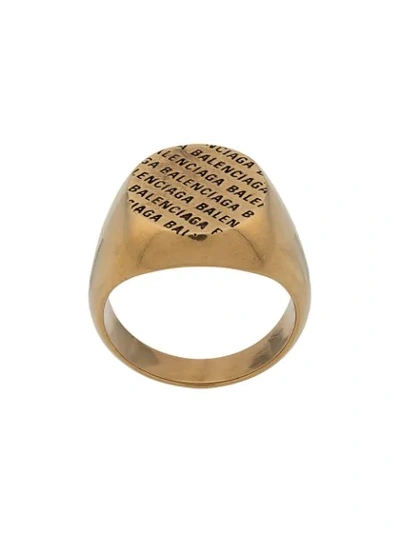 Shop Balenciaga Precious Logo Ring In Gold