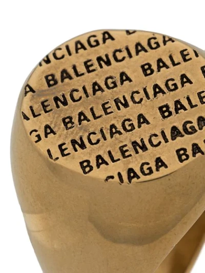 Shop Balenciaga Precious Logo Ring In Gold