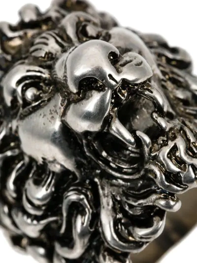 Shop Gucci Lion Head Ring - Metallic