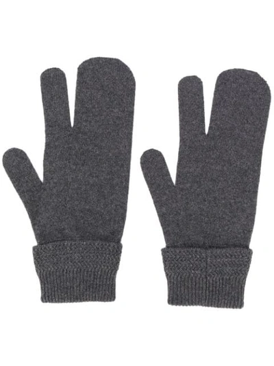 Shop Maison Margiela Three-finger Gloves In Grey
