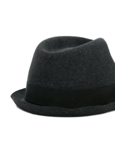 Shop Dsquared2 Logo Fedora Hat In Grey