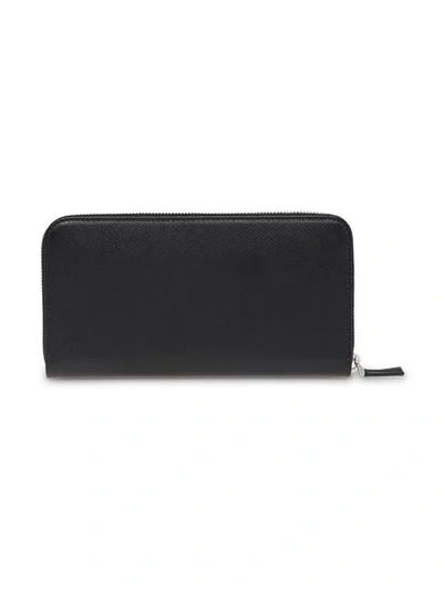 Shop Prada Logo Patch Continental Wallet In Black