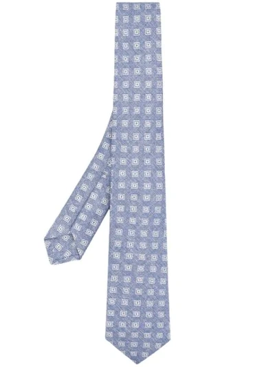 Shop Kiton Square Patterned Tie In Blue