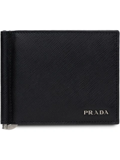 Shop Prada Logo Bifold Wallet In Black