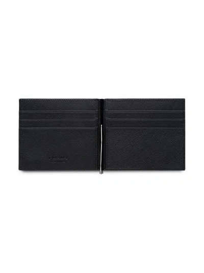 Shop Prada Logo Bifold Wallet In Black