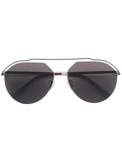 Shop Fendi Aviator Frame Sunglasses In Metallic